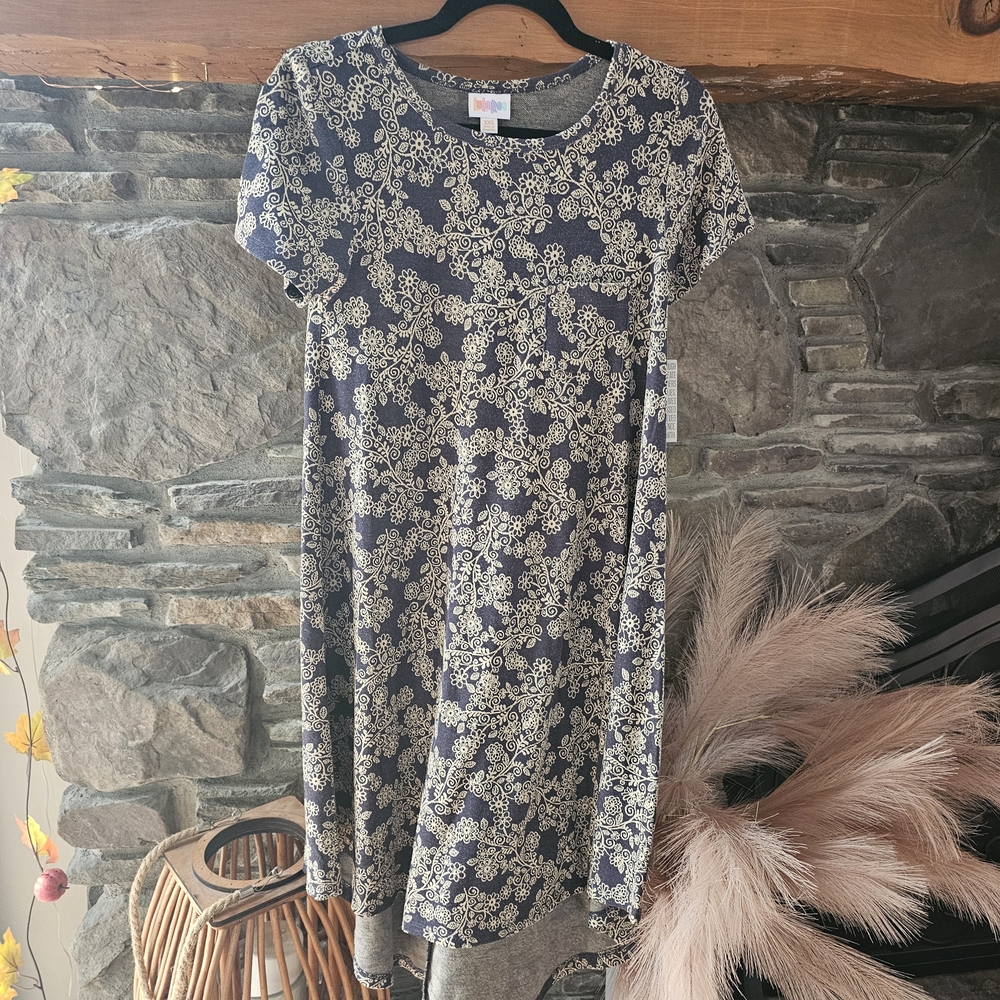LuLaRoe Blue and Cream Floral Mini Dress